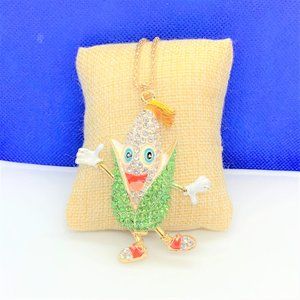 Happy Green Corn Pendant Necklace